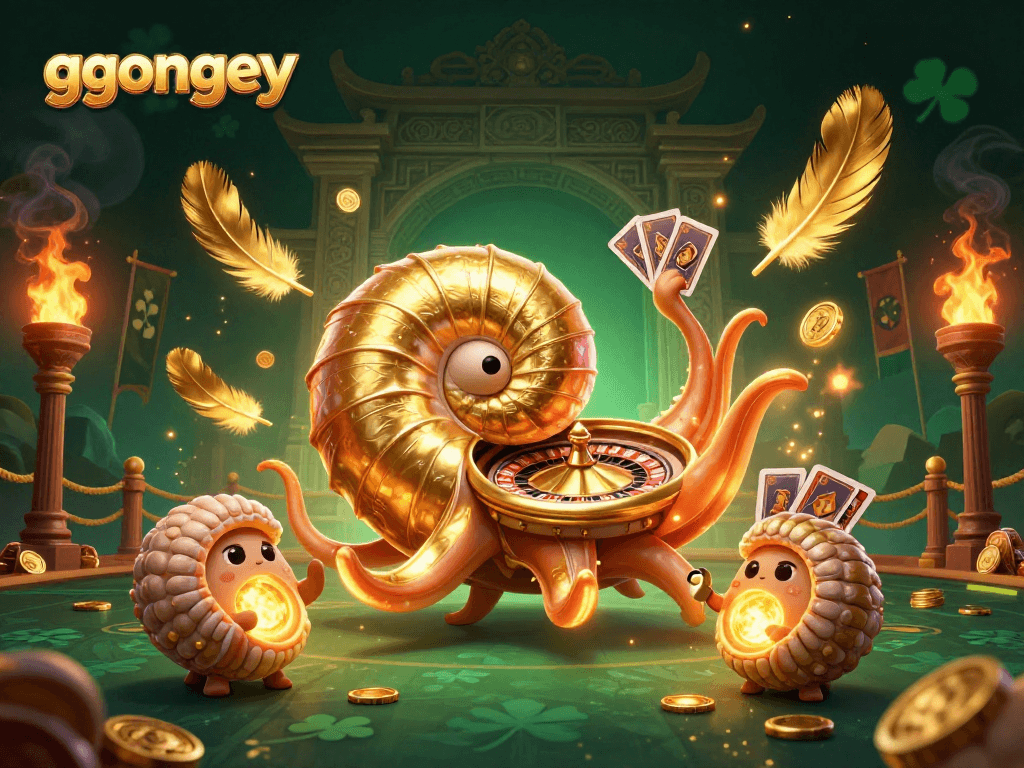 Experience exciting gameplay with ggongey's 3D casino illustration featuring vibrant characters and dynamic elements.