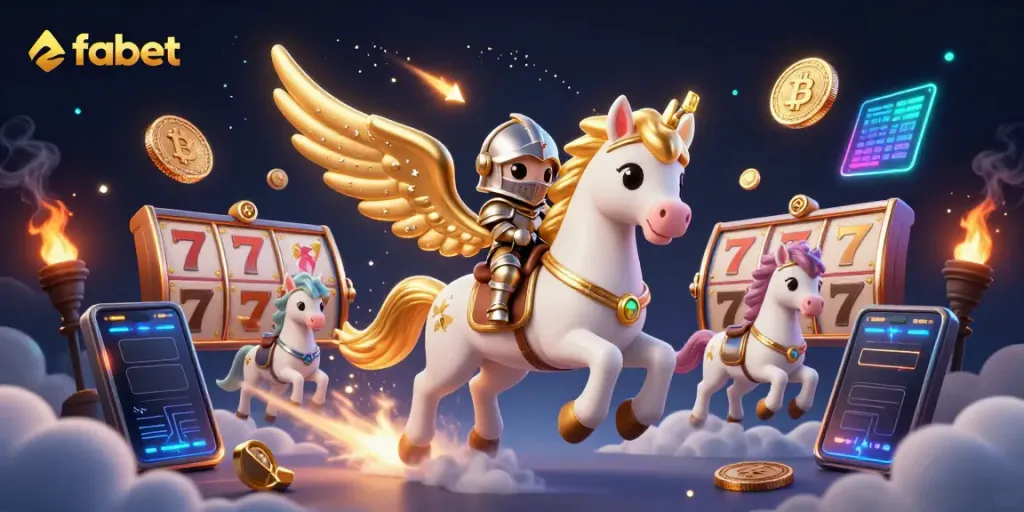 Experience epic gaming with fabet, featuring a celestial horse and jackpot excitement.