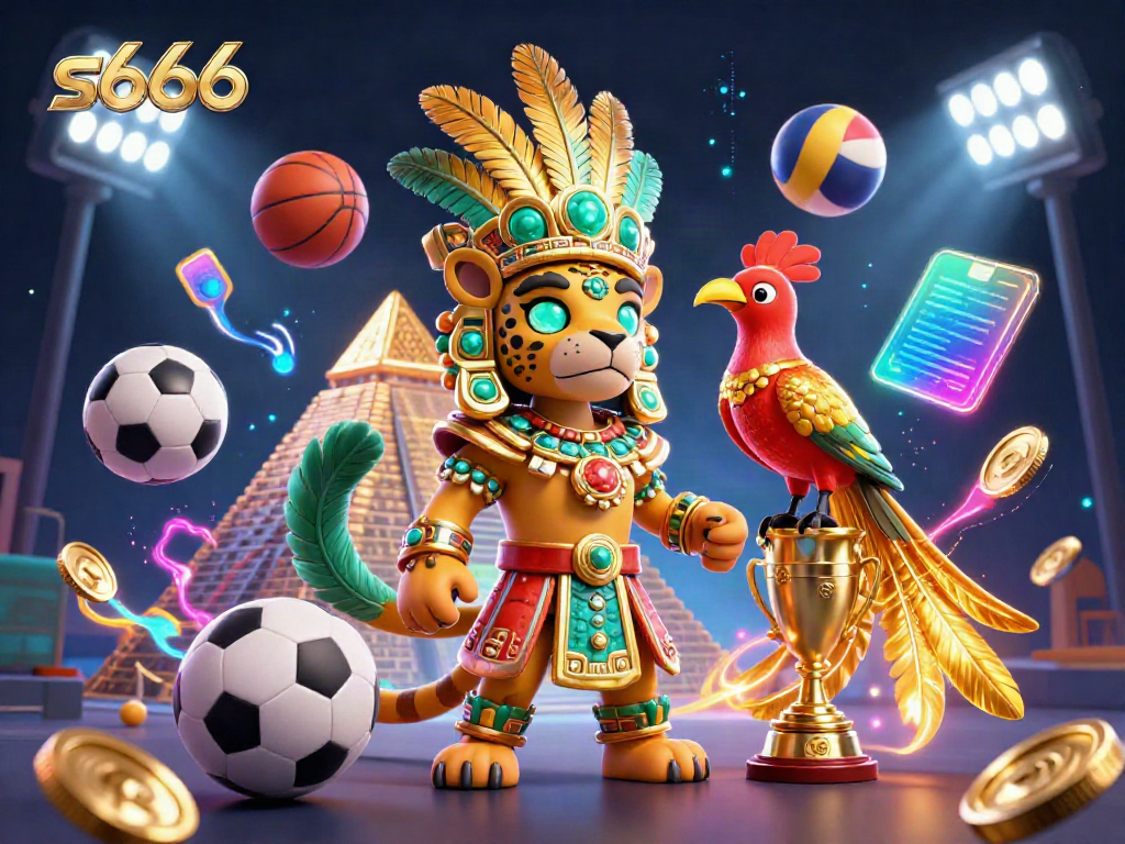 Engaging scene showcasing s666 with a Mayan priest, quetzal bird, and vibrant gambling elements.