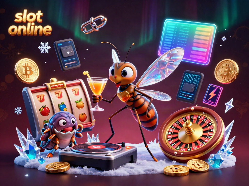 Engaging scene featuring slot online characters and elements, with colorful coins and dynamic themes.