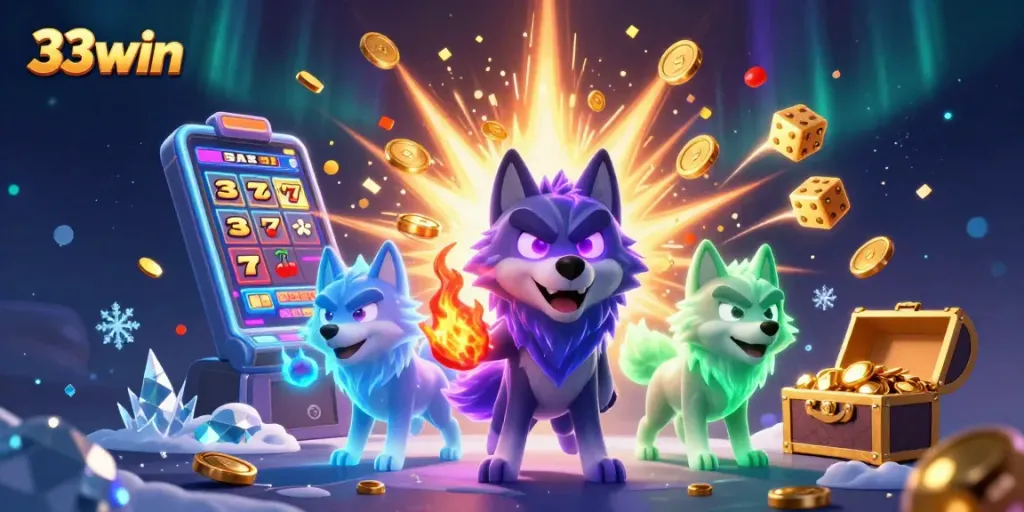 33win delights players with a vibrant casino adventure featuring dynamic slot games and a triumphant jackpot scene.