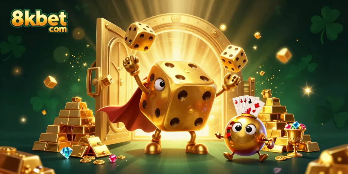 Experience thrills with 8kbet com's dynamic golden dice golem and casino treasures.