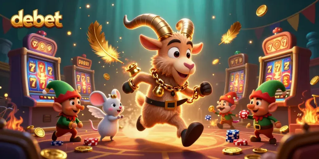 Experience debet's vibrant casino chaos with Krampus, an angel mouse, and mischievous elf gremlins.