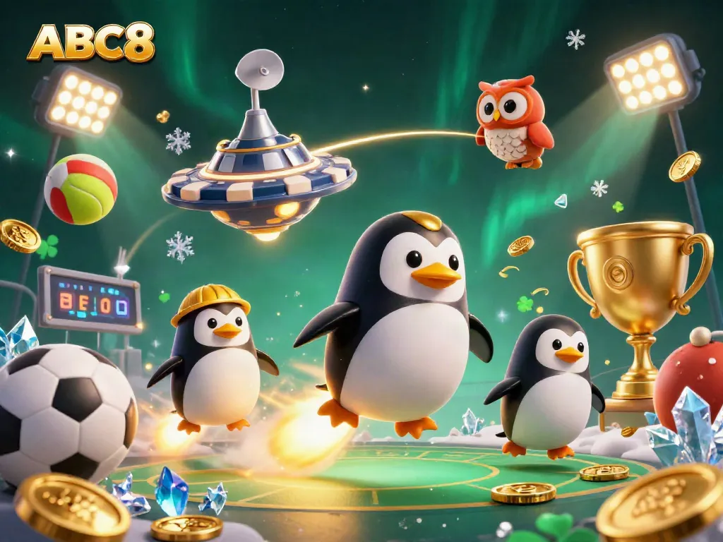 Experience thrilling gaming adventures with ABC8 in this vibrant 3D casino illustration.