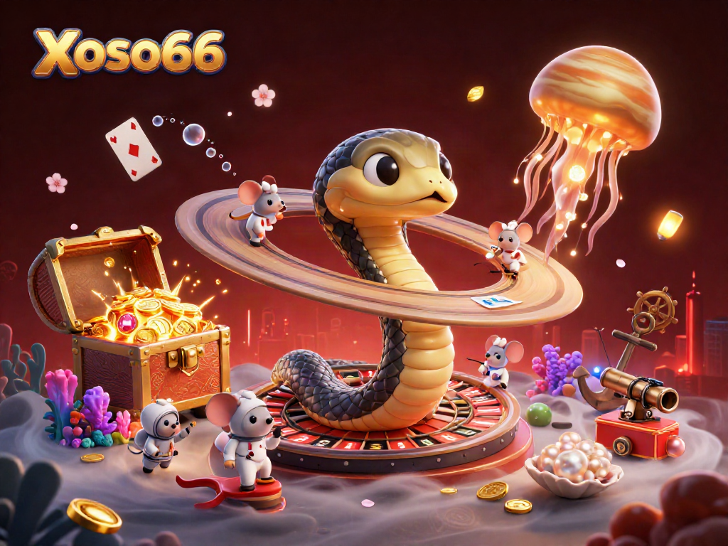 Experience engaging gameplay in Xoso66 with a vibrant cosmic casino scene.