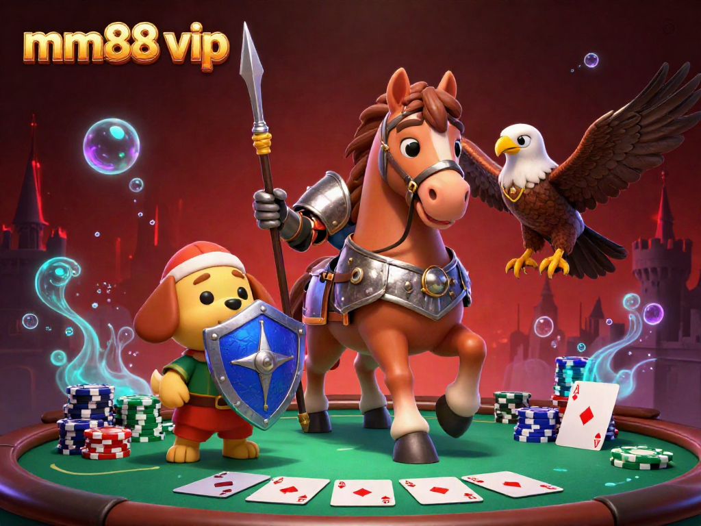 Engage with mm88 vip at this thrilling 3D casino scene featuring poker and vibrant characters.