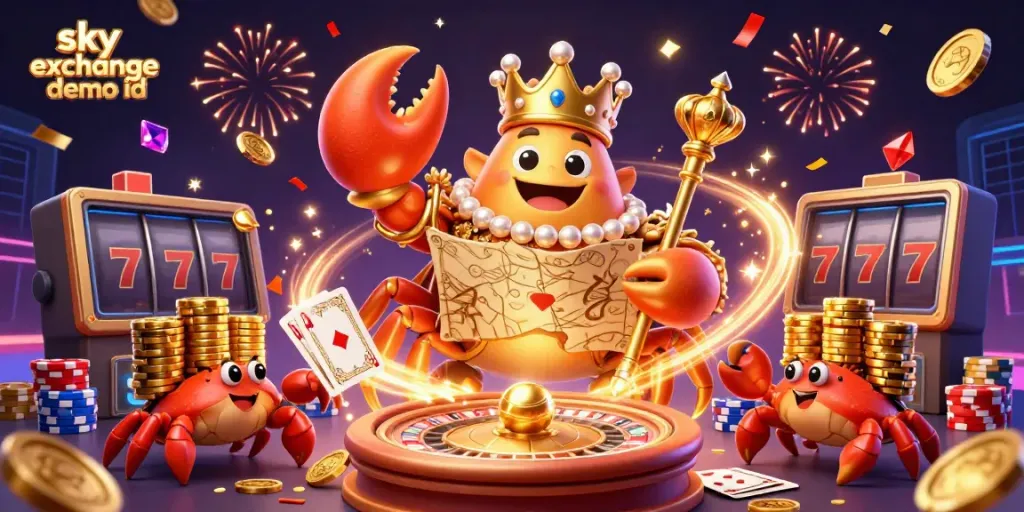 Experience thrilling betting with the sky exchange demo id featuring an emperor crab and vibrant casino elements.
