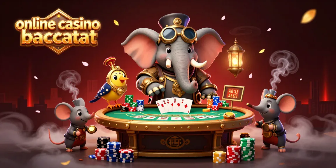 Play thrilling online casino baccarat with a steampunk elephant engineer and fantasy elements.