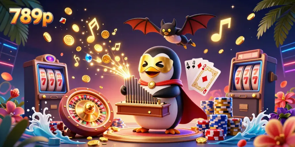 Experience captivating 789p gaming with a golden-themed casino scene featuring vibrant characters and elements.
