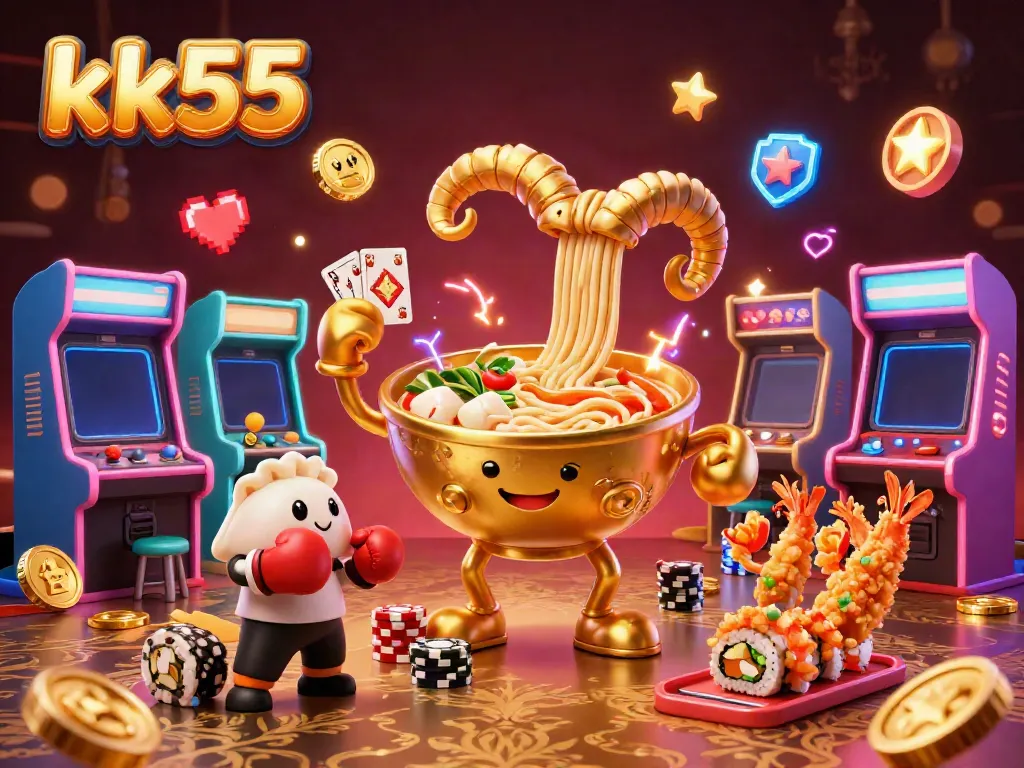 Experience thrilling gaming action at kk55 with vibrant 3D characters and dynamic casino elements.