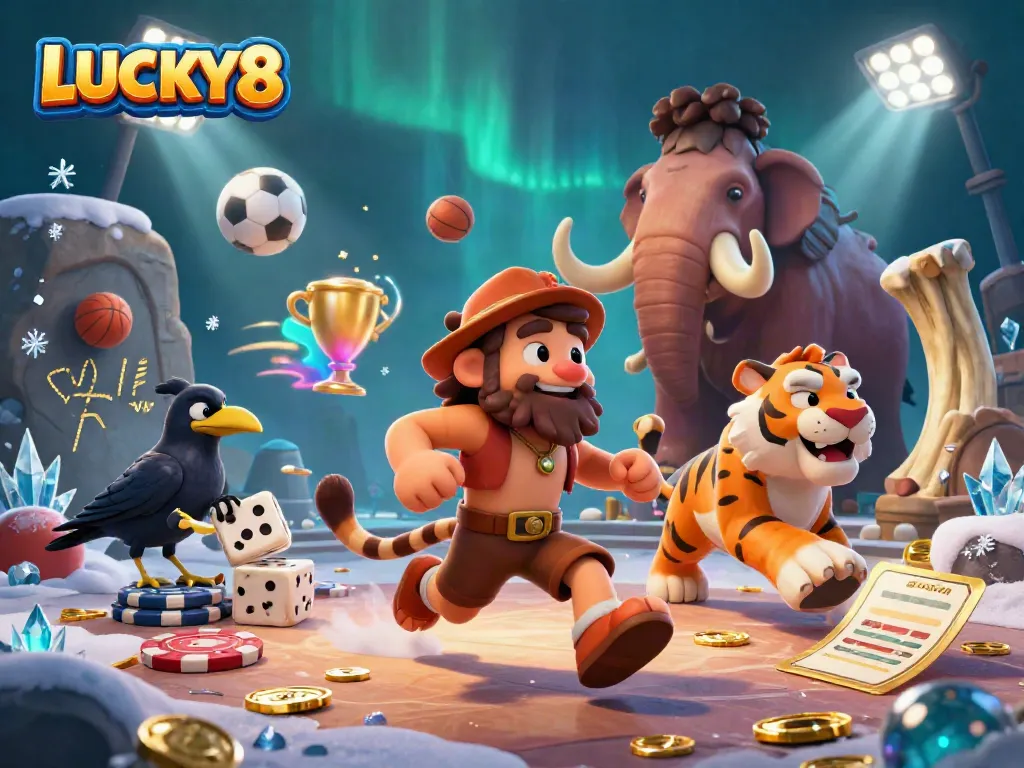 Experience the thrills of LUCKY8 with this detailed 3D casino scene featuring engaging characters and rich gaming elements.
