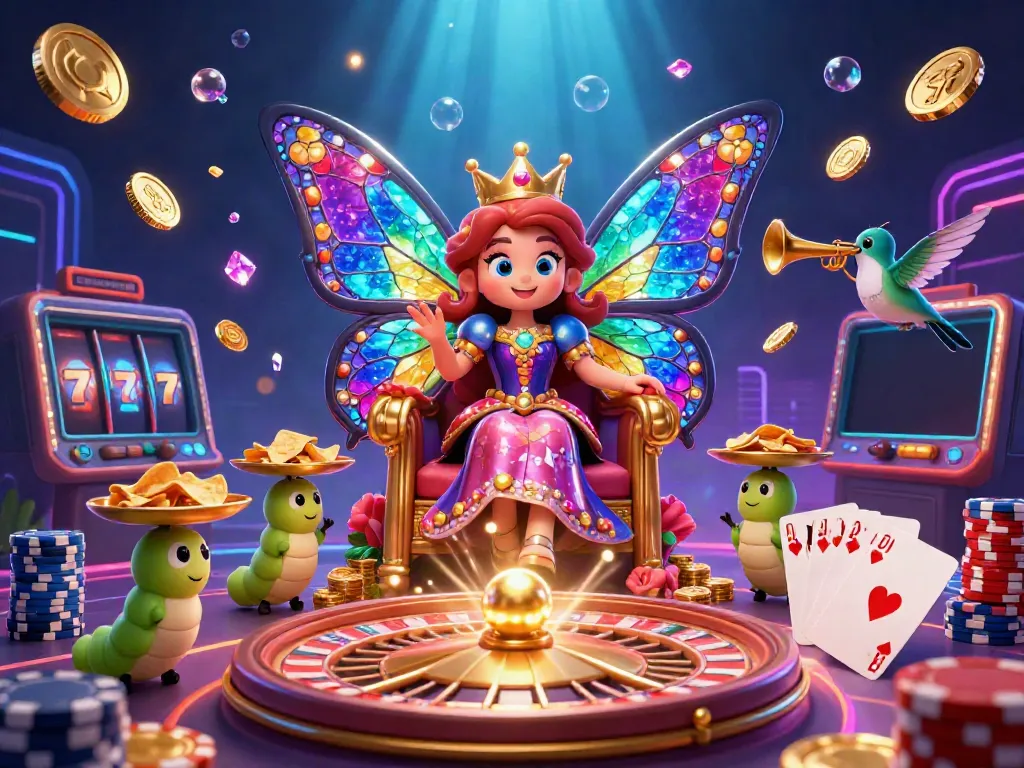 Experience the thrill of gk88 with casino elements like spinning roulette, golden coins, and vibrant characters.
