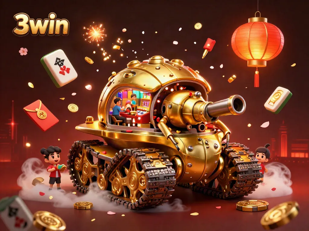 Experience thrilling gaming at 3win with a vibrant caste of characters, confetti, and dynamic casino elements.